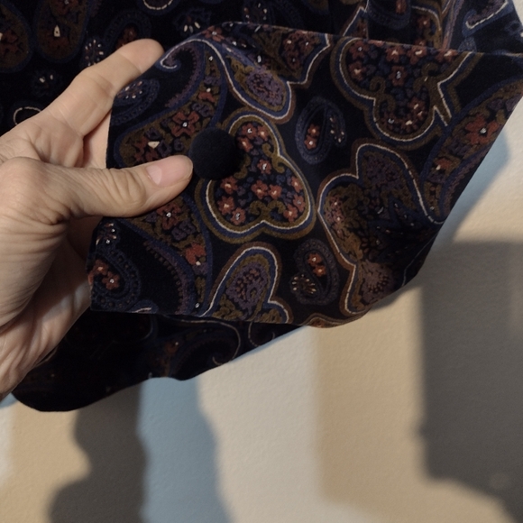 Size 16 VTG printed paisley velvet jacket black - Picture 4 of 7